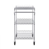 VEVOR Kitchen Utility Cart, 3 Tiers, Wire Rolling Cart with 661LBS Capacity, Steel Service Cart on Wheels, Metal Storage Trolley with 80mm Deep Basket Curved Handle 6 Hooks, for Indoor and Outdoor Use
