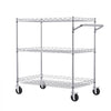 VEVOR Kitchen Utility Cart, 3 Tiers, Wire Rolling Cart with 661LBS Capacity, Steel Service Cart on Wheels, Metal Storage Trolley with 80mm Deep Basket Curved Handle 6 Hooks, for Indoor and Outdoor Use