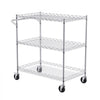 VEVOR Kitchen Utility Cart, 3 Tiers, Wire Rolling Cart with 661LBS Capacity, Steel Service Cart on Wheels, Metal Storage Trolley with 80mm Deep Basket Curved Handle 6 Hooks, for Indoor and Outdoor Use
