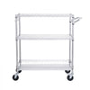 VEVOR Kitchen Utility Cart, 3 Tiers, Wire Rolling Cart with 661LBS Capacity, Steel Service Cart on Wheels, Metal Storage Trolley with 80mm Basket Curved Handle PP Liner 6 Hooks, for Indoor and Outdoor