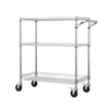 VEVOR Kitchen Utility Cart, 3 Tiers, Wire Rolling Cart with 661LBS Capacity, Steel Service Cart on Wheels, Metal Storage Trolley with 80mm Basket Curved Handle PP Liner 6 Hooks, for Indoor and Outdoor