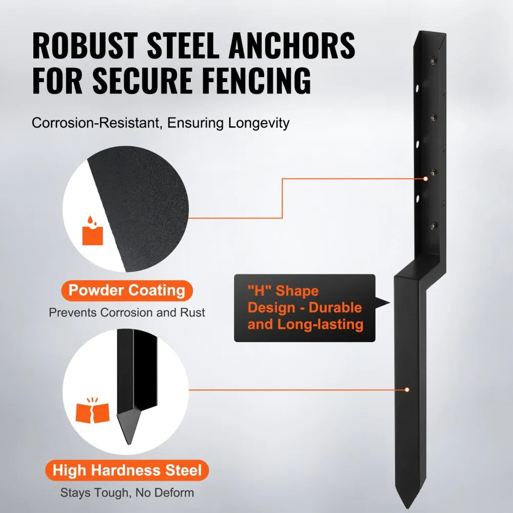 VEVOR Fence Post Anchor Repair Kit, 2 Pack Inner Diameter 2 x2 Inches Heavy Duty Steel Fence Post Support Stakes, Anchor Ground Spike for Repair Tilted, Broken Wood Fence Post