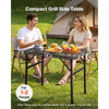 VEVOR Folding Grill Table 24x16 in Camping Tables 90 lbs Capacity Aluminum, Lightweight Compact for Picnic BBQ Tailgating, Adjustable Height, Outdoor Side Stand with Portable Handle, Black Metal Mesh