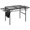 VEVOR Folding Grill Table with 2 Wing Panel 36x24in Camping Station 120lbs, for Picnic BBQ Tailgating, Adjustable Height, 2 Tier Outdoor Aluminum Side Stand with Side Pocket, Mesh Net, Portable Handle