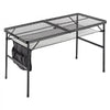 VEVOR Folding Grill Table 48x24 in Camping Tables 120lbs Capacity Aluminum, Compact for Picnic BBQ Tailgating, Adjustable Height, Outdoor Side Stand with Side Pocket, Portable Handle, Black Metal Mesh
