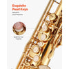 VEVOR Tenor Saxophone, B Flat, Professional Brass Saxophone Beginner Kit with Carrying Case, Mouthpiece, Straps, Cleaning Cloth, Gloves, Neck Strap, 23 Keys Tenor Sax Kit, for Beginners Students, Gold