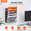 VEVOR File Wall Rack, One-Piece 6 Pockets Mesh Wall File Holder, Wall Mounted Magazine Mail Paper & Document Storage Folder, Metal Wall File Organizer with Nametag Label, for Office Home & School