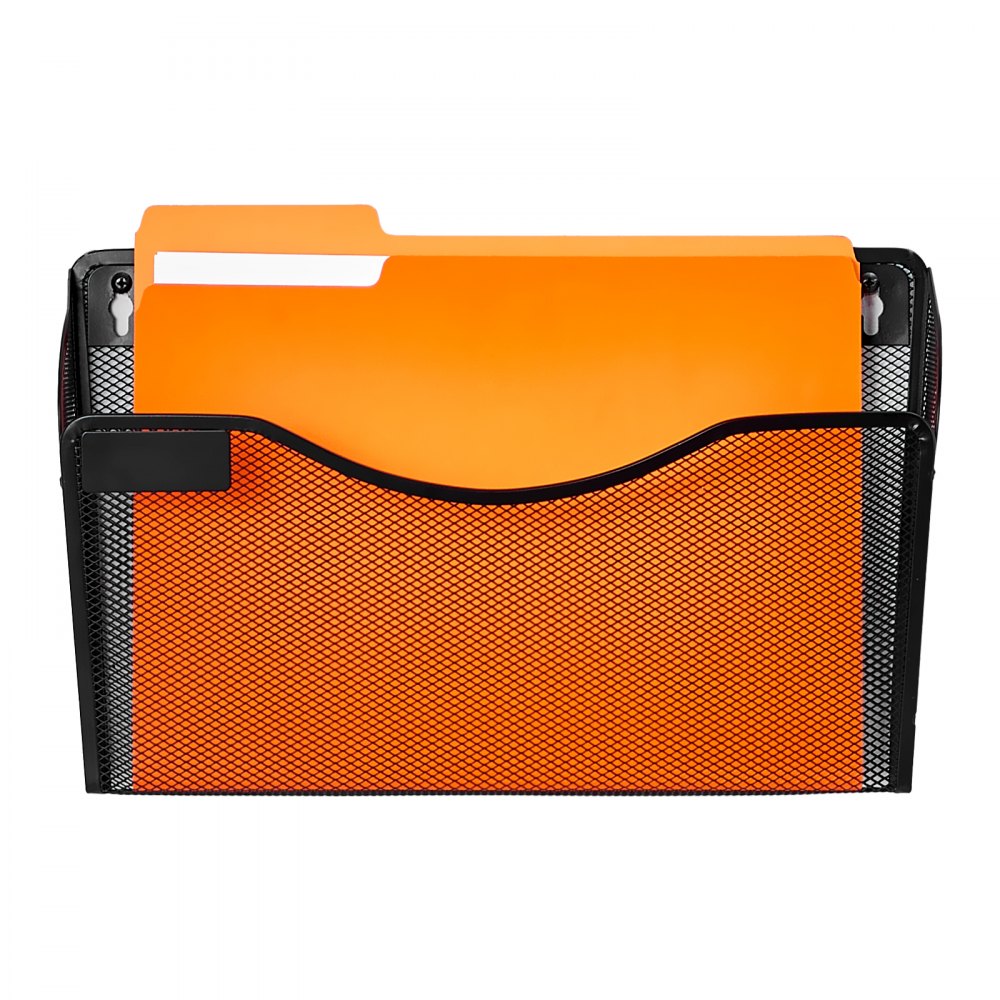 VEVOR File Wall Rack, Three-Piece 1 Pocket Mesh Wall File Holder, Wall Mounted Magazine Mail Paper & Document Storage Folder, Metal Wall File Organizer with Nametag Label, for Office Home & School
