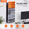 VEVOR File Wall Rack, One-Piece 12 Pockets Mesh Wall File Holder, Wall Mounted Magazine Mail Paper & Document Storage Folder, Metal Wall File Organizer with Nametag Label, for Office Home & School