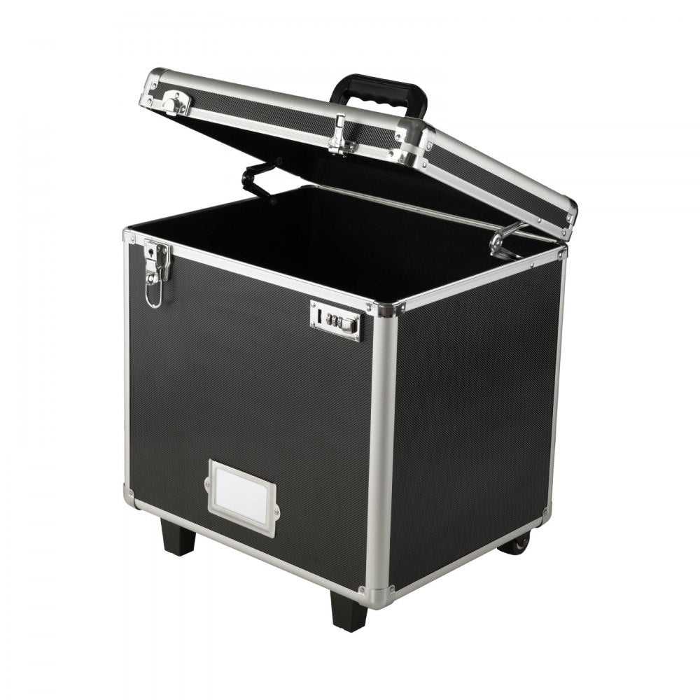 VEVOR Portable File Storage Box, 15.6 x 12.6 x 15 inch Internal Chest Size, Locking Mobile Business Case with Telescopic Handle, Hand pull File Case for Office Home, Offices, Hospitals, Banks