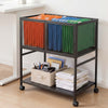 VEVOR Rolling File Cart 2-Tier Mobile Filing Cabinet with Lockable Wheels, for Home Office, Large Storage Capacity, Hanging File Folder Organizer, Easy Mobility, with 60 lbs / 27.2 kg Load, Black