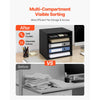 VEVOR Literature Organizer, 5 Compartments Office Mailbox with Adjustable Shelves, Wooden Mailbox Sorter with MDF, Countertop Office Home Classroom Storage Organizer for File, Document, Paper, Black
