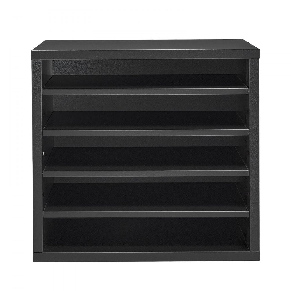 VEVOR Literature Organizer, 5 Compartments Office Mailbox with Adjustable Shelves, Wooden Mailbox Sorter with MDF, Countertop Office Home Classroom Storage Organizer for File, Document, Paper, Black