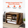 VEVOR Literature Organizer, 4 Compartments Office Mailbox with Detachable Shelves, Wooden Mailbox Sorter with Side Vertical Storage, Countertop Office Home Organizer for File, Document, Paper, Brown