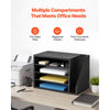 VEVOR Literature Organizer, 4 Compartments Office Mailbox with Detachable Shelves, Wooden Mailbox Sorter with Side Vertical Storage, Countertop Office Home Organizer for File, Document, Paper, Black