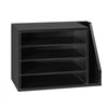 VEVOR Literature Organizer, 4 Compartments Office Mailbox with Detachable Shelves, Wooden Mailbox Sorter with Side Vertical Storage, Countertop Office Home Organizer for File, Document, Paper, Black