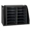 VEVOR Literature Organizer, 12 Compartments Office Mailbox with Side Vertical Storage, Wooden Mailbox Sorter Made of Particle Board, Countertop Office Home  Organizer for File, Document, Paper, Black