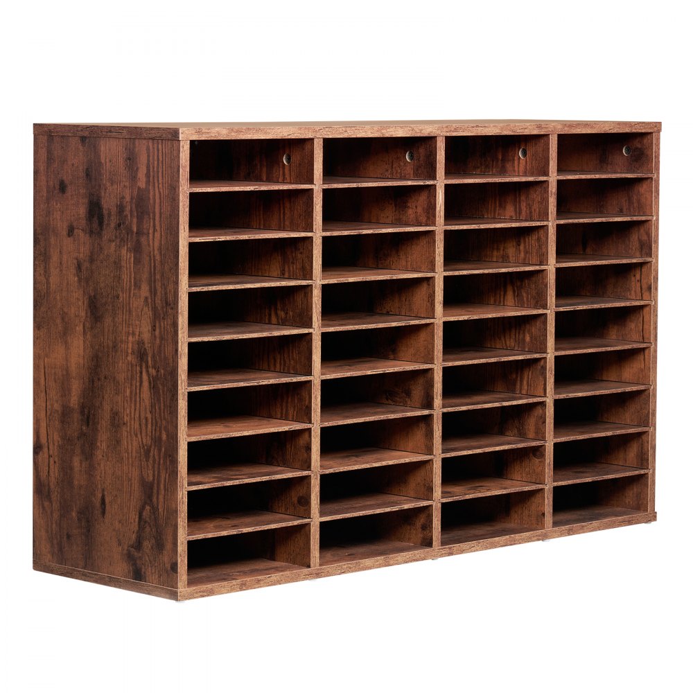 VEVOR Literature Organizer, 36 Compartments Office Mailbox with Removable Shelves, Wood Mailbox Sorter Particle Board Office Home Classroom Storage, File Sorter for File, Document, Paper, Dark Brown
