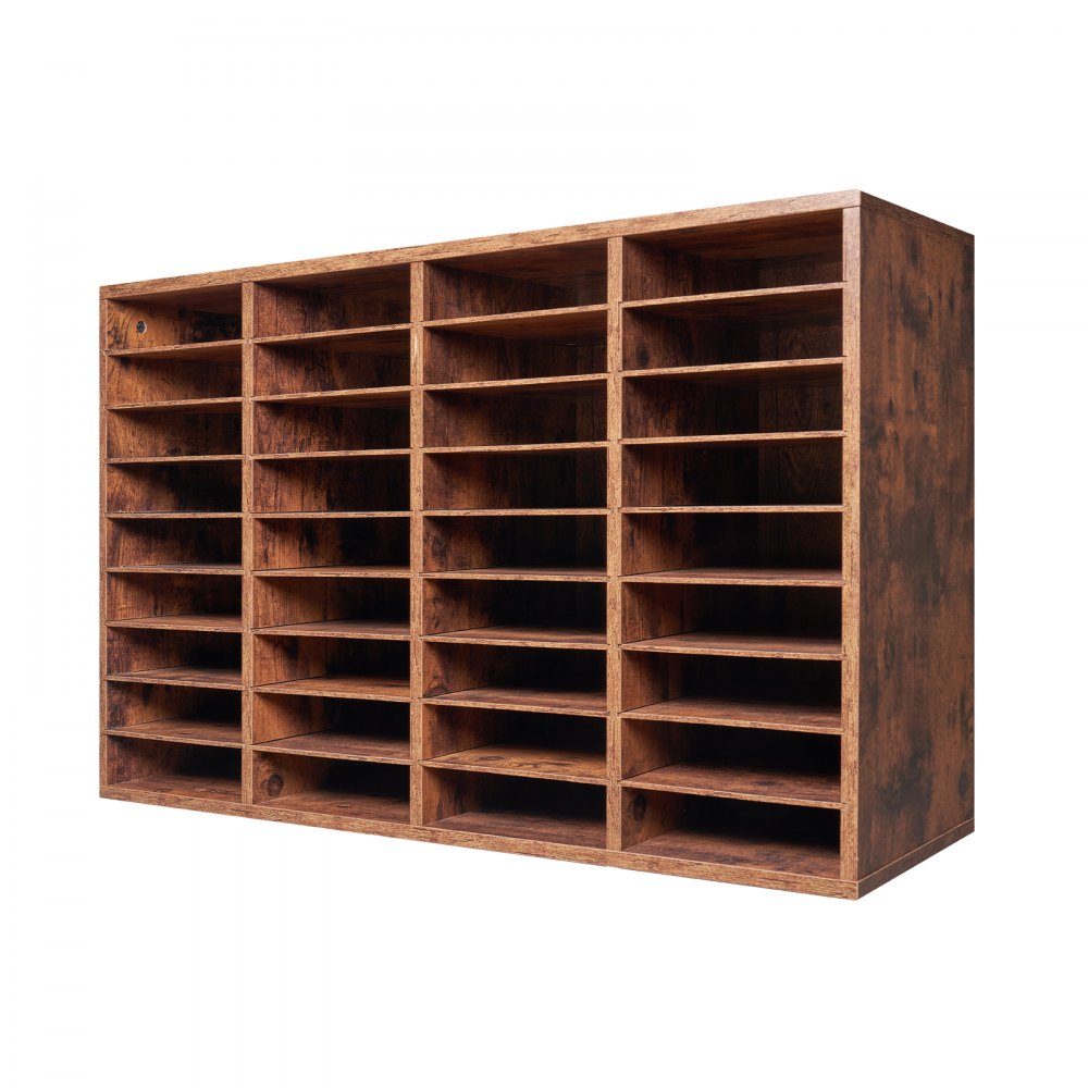 VEVOR Literature Organizer, 36 Compartments Office Mailbox with Removable Shelves, Wood Mailbox Sorter Particle Board Office Home Classroom Storage, File Sorter for File, Document, Paper, Dark Brown