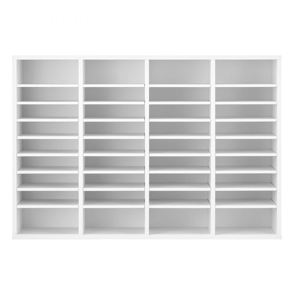 VEVOR Literature Organizer, 36 Compartments Office Mailbox with Adjustable Shelves, Wooden Mailbox Sorter Medium Density Fiberboard Office Home Classroom Storage for Files, Documents, Papers, White