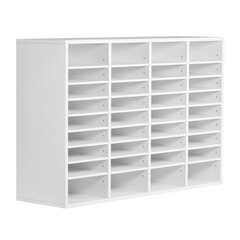 VEVOR Literature Organizer, 36 Compartments Office Mailbox with Adjustable Shelves, Wooden Mailbox Sorter Medium Density Fiberboard Office Home Classroom Storage for Files, Documents, Papers, White