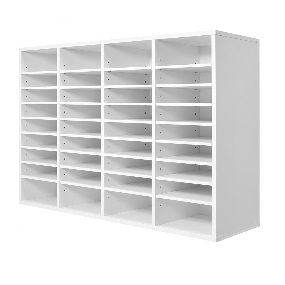 VEVOR Literature Organizer, 36 Compartments Office Mailbox with Adjustable Shelves, Wooden Mailbox Sorter Medium Density Fiberboard Office Home Classroom Storage for Files, Documents, Papers, White