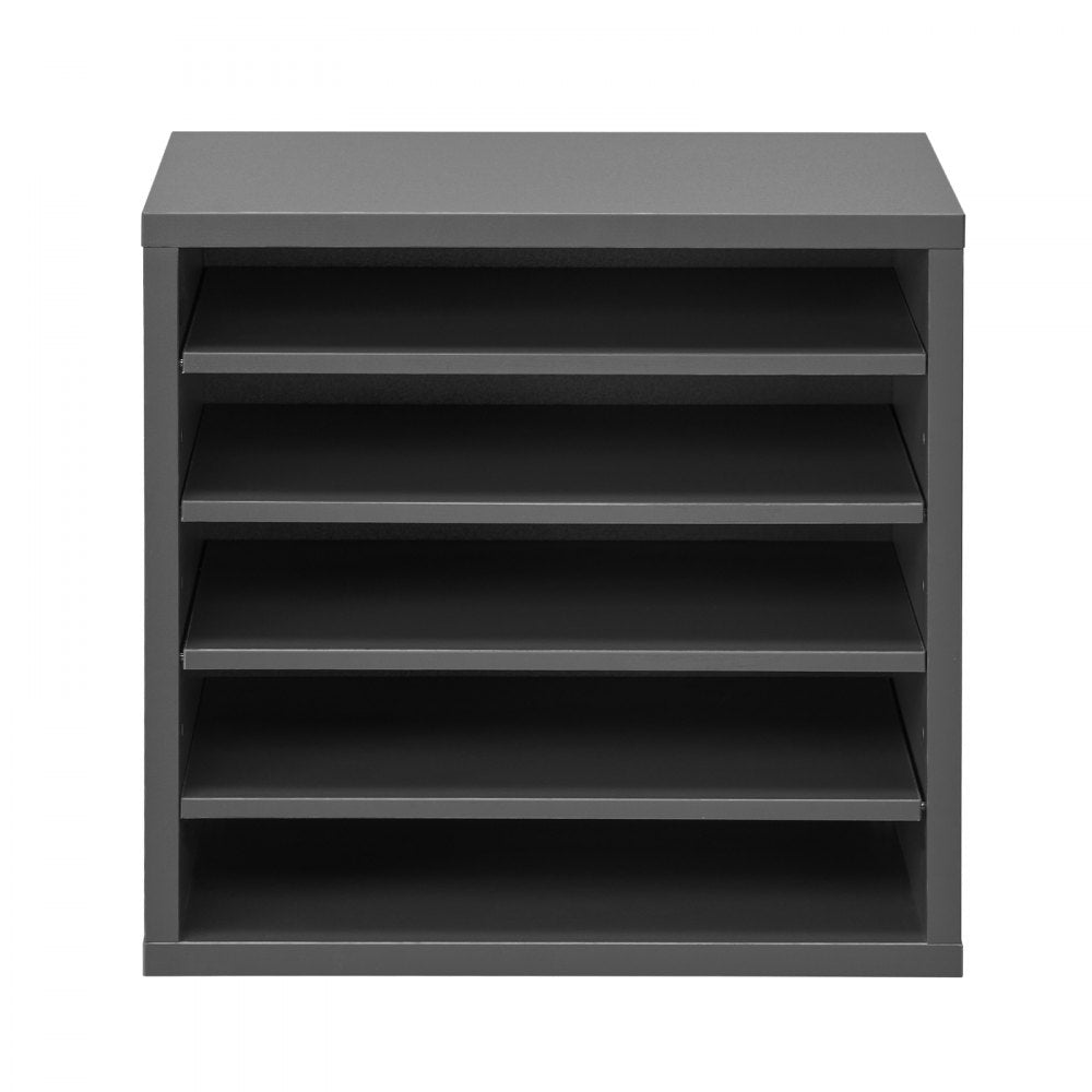 VEVOR Literature Organizer, 5 Compartments Office Mailbox with Adjustable Shelves, Wooden Mailbox Sorter Medium Density Fiberboard Office Home Classroom Storage for Files, Documents, Papers, Grey