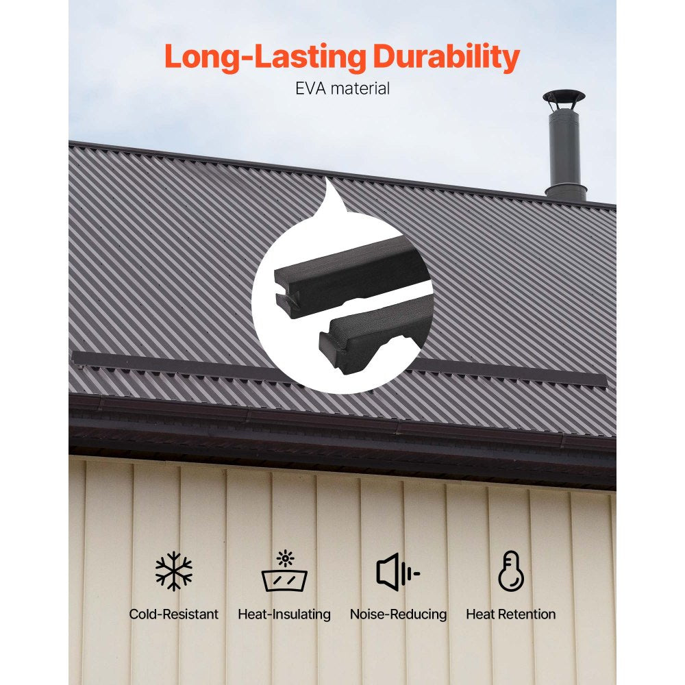 VEVOR Foam Closure Strips, Metal Roof Outside Closure Strip with 2 Rolls of Butyl Tape, High-Density EVA Exterior Roofing Foam Strips, for Roof Insulation, Noise Reduction & Waterproof (20 Pieces)