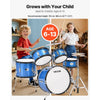 VEVOR Kids Drum Set, 5-Piece 16 in Junior Drum Sets, Beginner Drums Set with Adjustable Throne, Cymbal & Two Pairs of Drumsticks, Musical Learning Drums Instruments Kit, for Children Ages 6-13 (Blue)