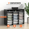 VEVOR 27 Compartments Wood Literature Organizer, Adjustable Shelves, Medium Density Fiberboard Mail Center, Office Home School Storage for Files, Documents, Papers, Magazines, Black+White
