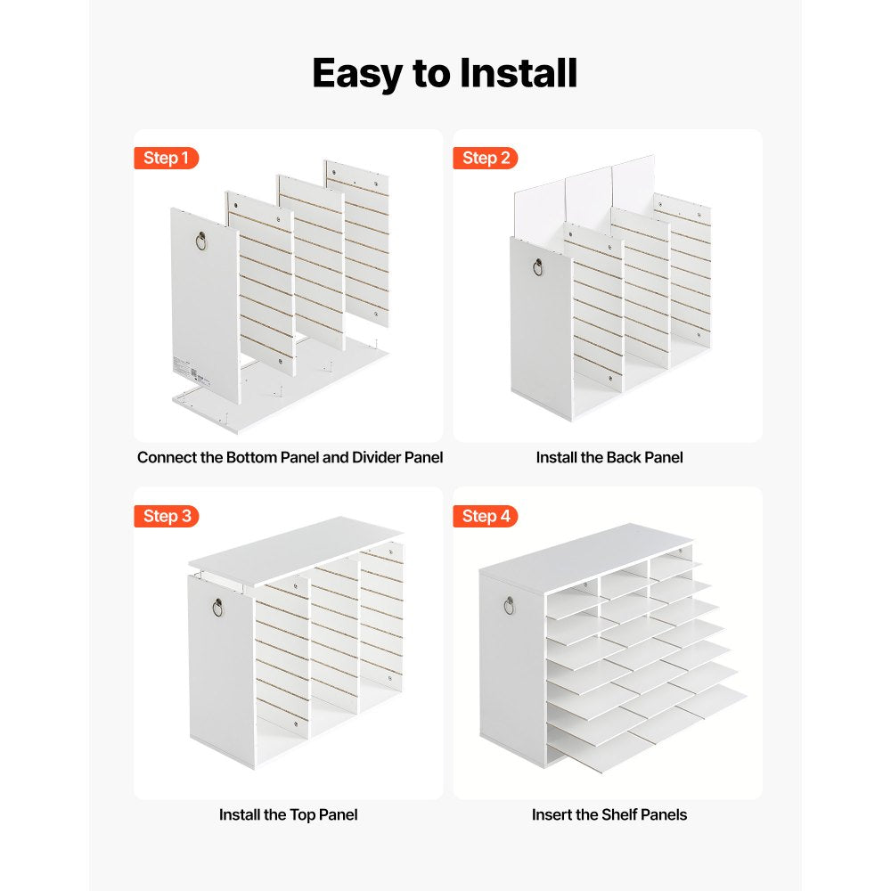 VEVOR Wood Literature Organizer 24 Compartments Office Mailboxes White, Countertop Literature Sorter for Files Documents Papers, with Adjustable Shelves, for Office, Home, Classroom Organization
