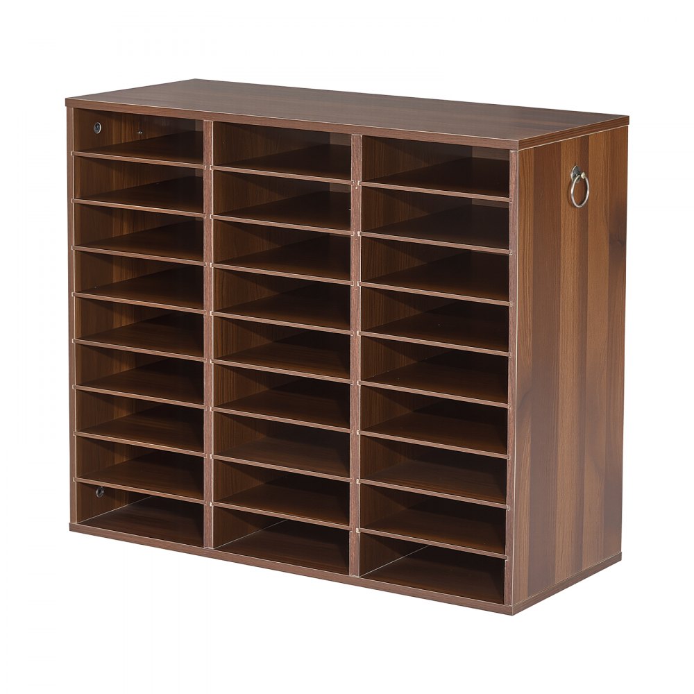 VEVOR Wood Literature Organizer 27 Compartments Office Mailboxes Brown, Countertop Literature Sorter for Files Documents Papers, with Adjustable Shelves, for Office, Home, Classroom Organization
