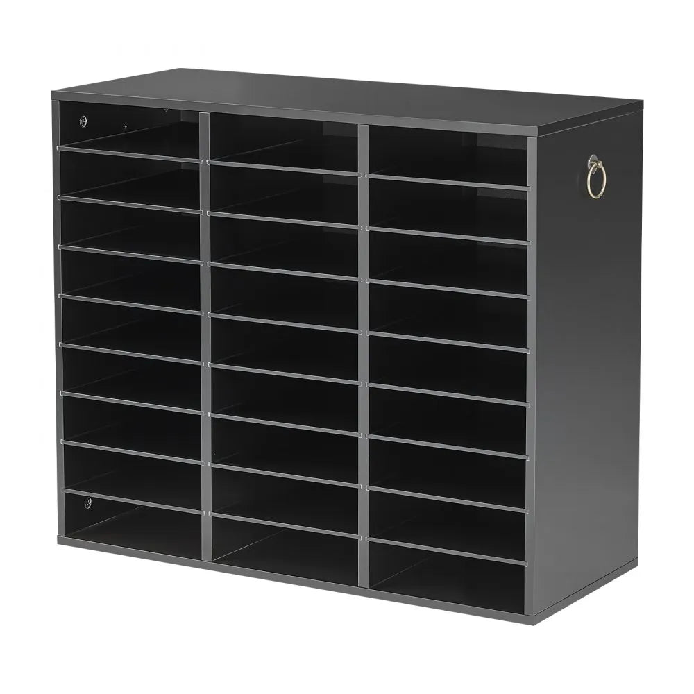 VEVOR Wood Literature Organizer 27 Compartments Office Mailboxes Black, Countertop Literature Sorter for Files Documents Papers, with Adjustable Shelves, for Office, Home, Classroom Organization