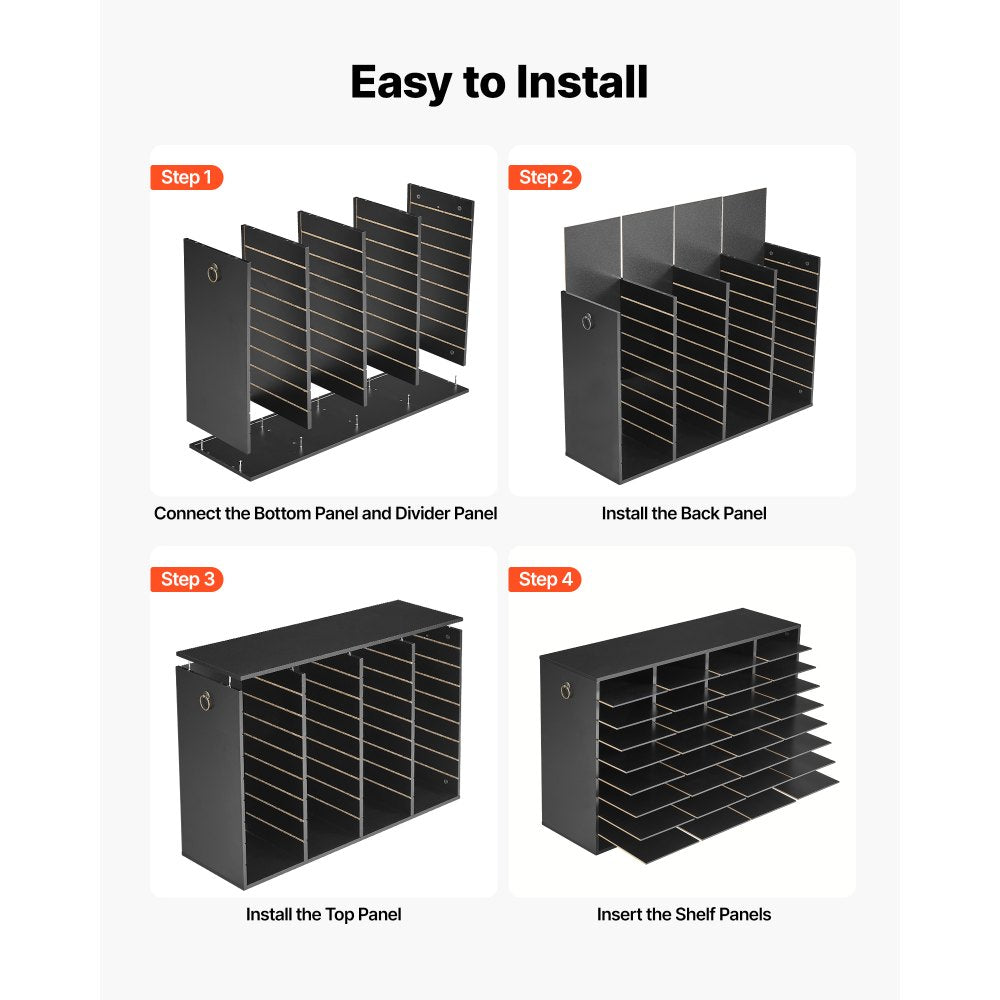 VEVOR Wood Literature Organizer 36 Compartments Office Mailboxes Black, Countertop Literature Sorter for Files Documents Papers, with Adjustable Shelves, for Office, Home, Classroom Organization