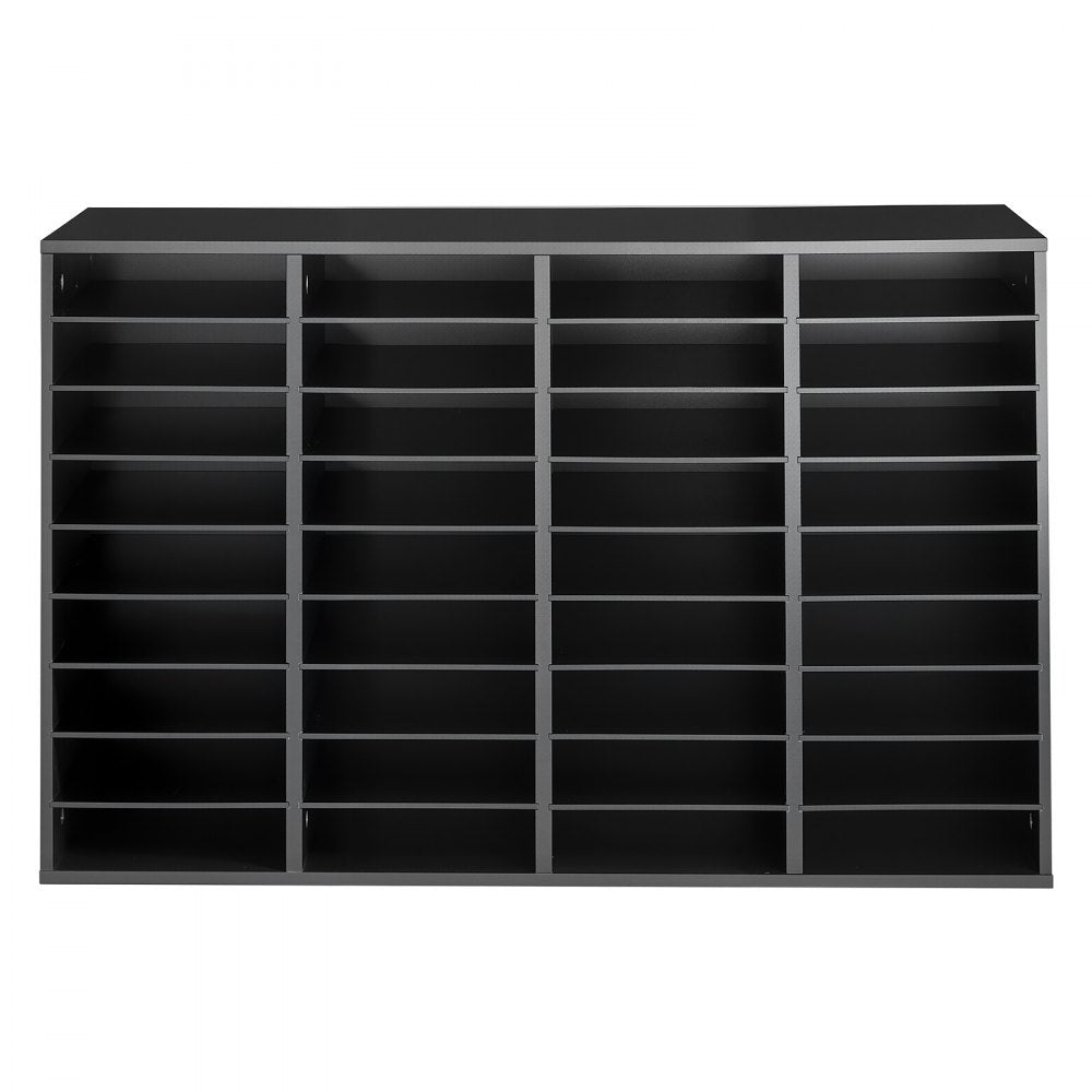 VEVOR Wood Literature Organizer 36 Compartments Office Mailboxes Black, Countertop Literature Sorter for Files Documents Papers, with Adjustable Shelves, for Office, Home, Classroom Organization
