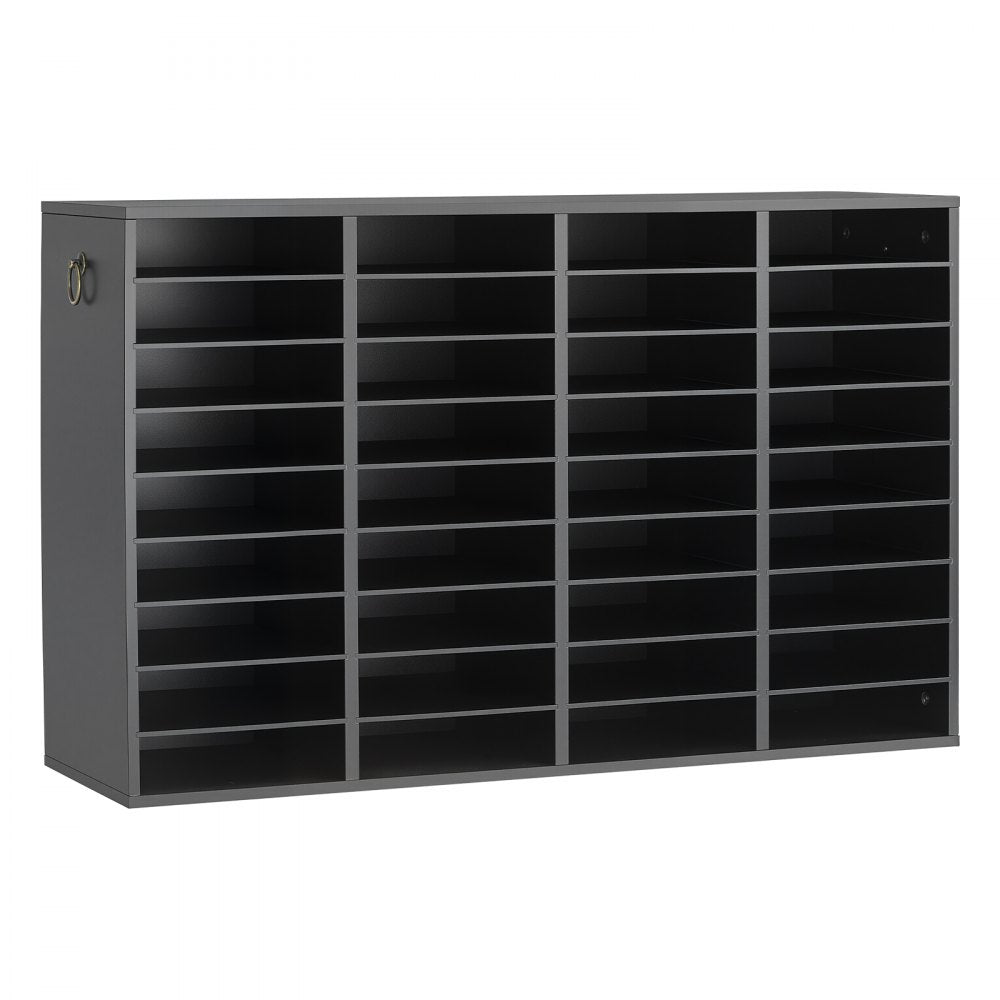 VEVOR Wood Literature Organizer 36 Compartments Office Mailboxes Black, Countertop Literature Sorter for Files Documents Papers, with Adjustable Shelves, for Office, Home, Classroom Organization