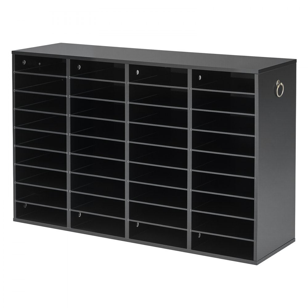 VEVOR Wood Literature Organizer 36 Compartments Office Mailboxes Black, Countertop Literature Sorter for Files Documents Papers, with Adjustable Shelves, for Office, Home, Classroom Organization