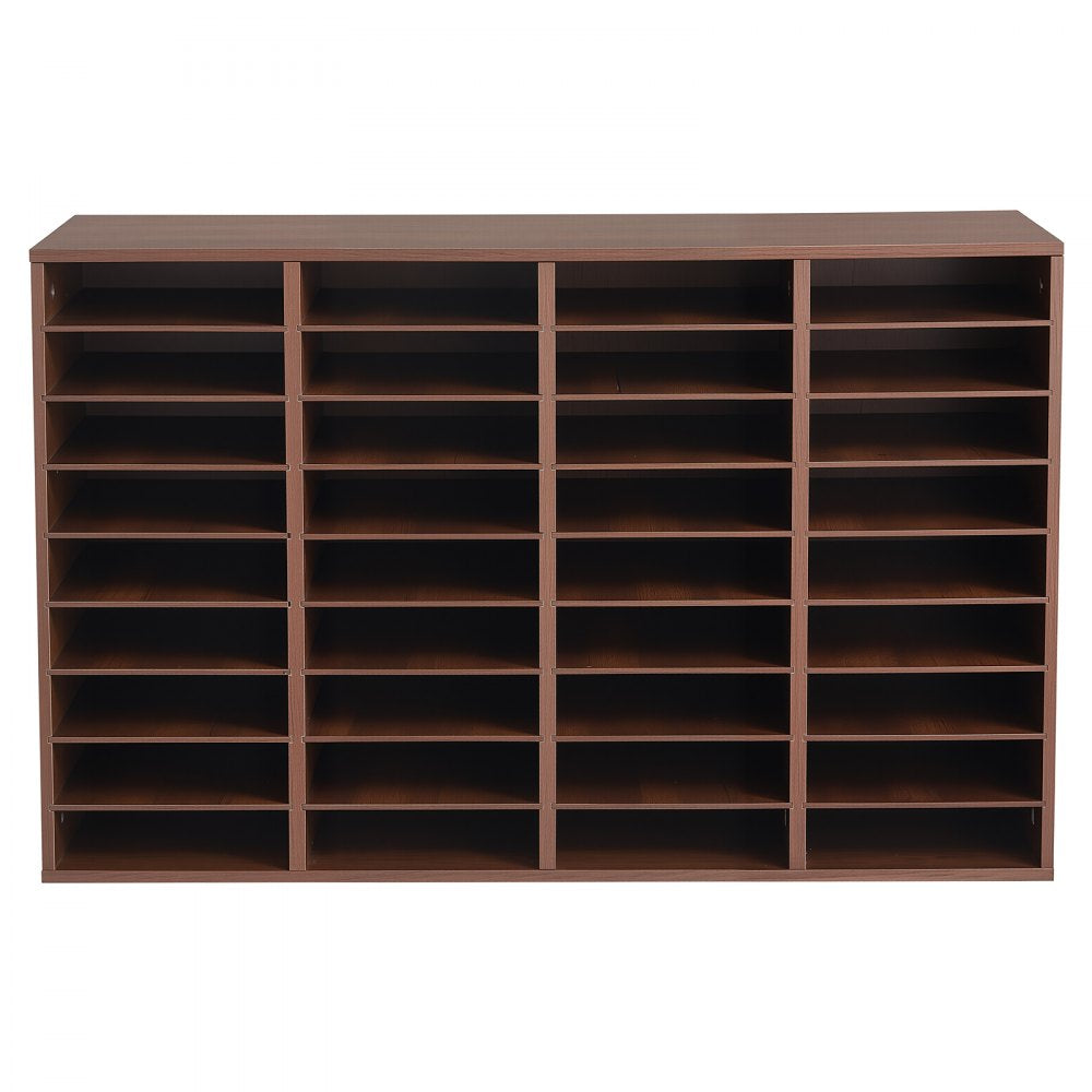 VEVOR Wood Literature Organizer 36 Compartments Office Mailboxes Brown, Countertop Literature Sorter for Files Documents Papers, with Adjustable Shelves, for Office, Home, Classroom Organization