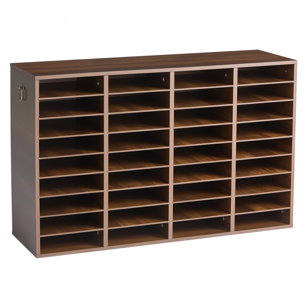 VEVOR Wood Literature Organizer 36 Compartments Office Mailboxes Brown, Countertop Literature Sorter for Files Documents Papers, with Adjustable Shelves, for Office, Home, Classroom Organization