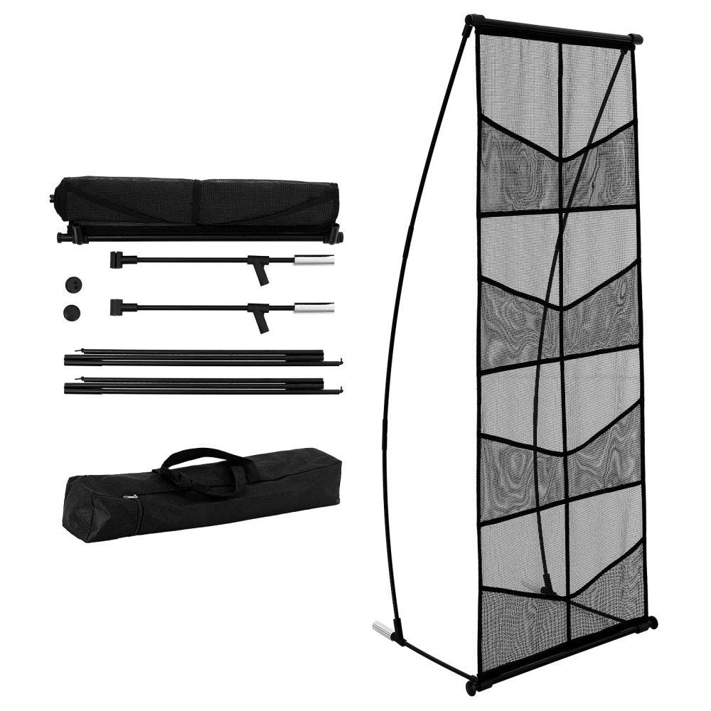 VEVOR Brochure Display Stand, 4-Tier 8 Pockets Mesh Literature Display Holder, Floor Standing Magazine Newspaper Catalog Rack, Lightweight & Portable with Carrying Bag for Shop Exhibitions Office
