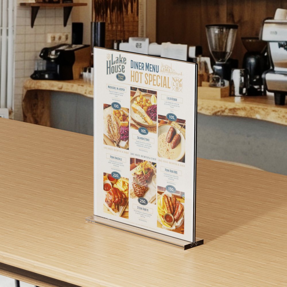 VEVOR Acrylic Sign Holder, 6 Pack 8.5 x 11-inch Brochure Display Holders, T-Shape Double Sided Display Sign Stand, Clear Acrylic Table Menu Photo Paper Holder for Restaurant Office Wedding Bar