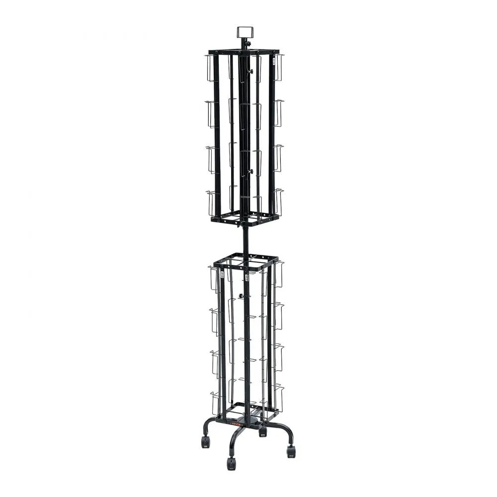VEVOR Greeting Cards Display Rack, 32 Pockets Rotating Postcard Brochure Display Stand, 360° Spinning Card Display Rack with Sign Holder & 4 Wheels (2 Lockable) for Exhibitions Office Trade Show
