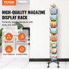 VEVOR Greeting Cards Display Rack, 32 Pockets Rotating Postcard Brochure Display Stand, 360° Spinning Card Display Rack with Sign Holder & 4 Wheels (2 Lockable) for Exhibitions Office Trade Show