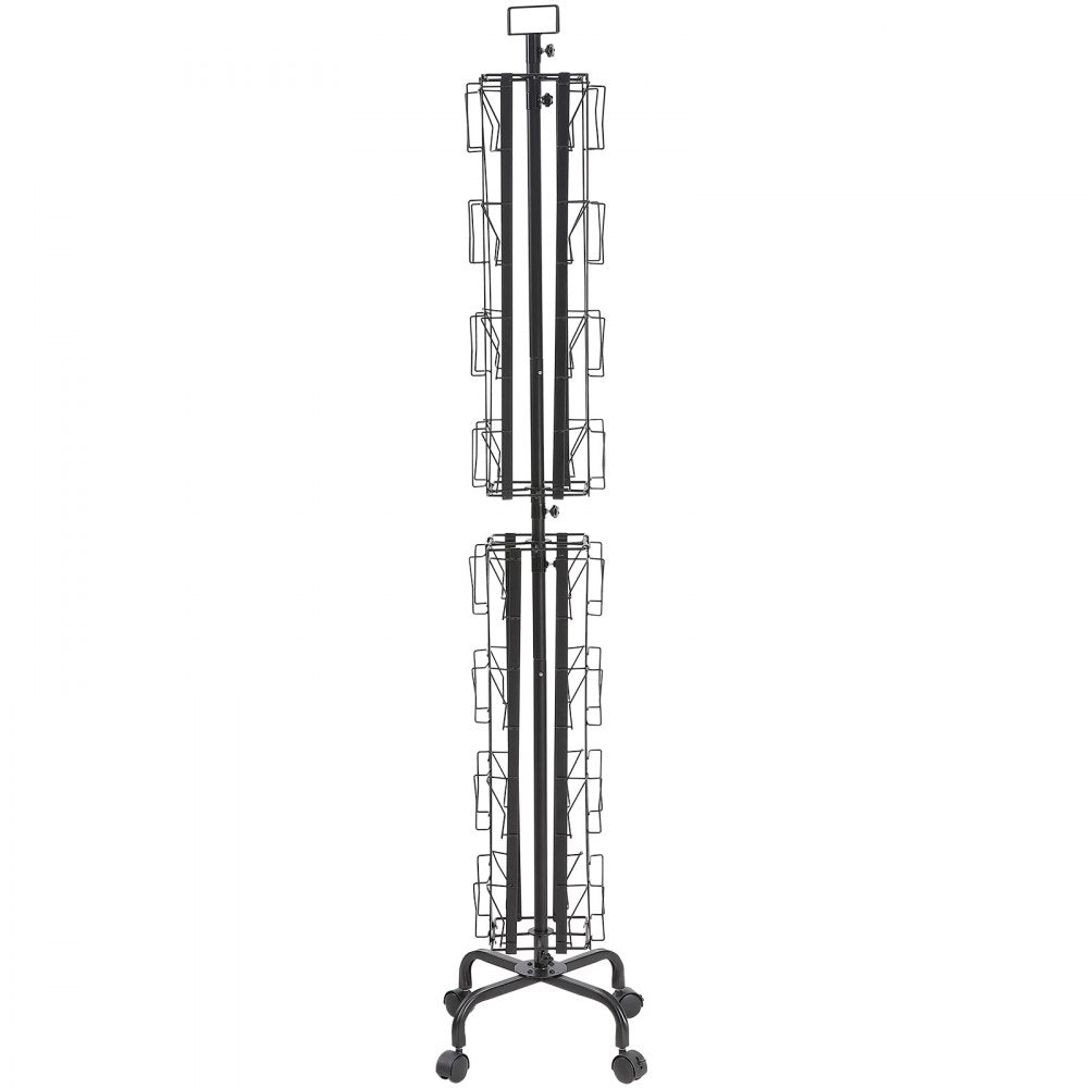 VEVOR Greeting Cards Display Rack, 32 Pockets Rotating Postcard Brochure Display Stand, 360° Spinning Card Display Rack with Sign Holder & 4 Wheels (2 Lockable) for Exhibitions Office Trade Show