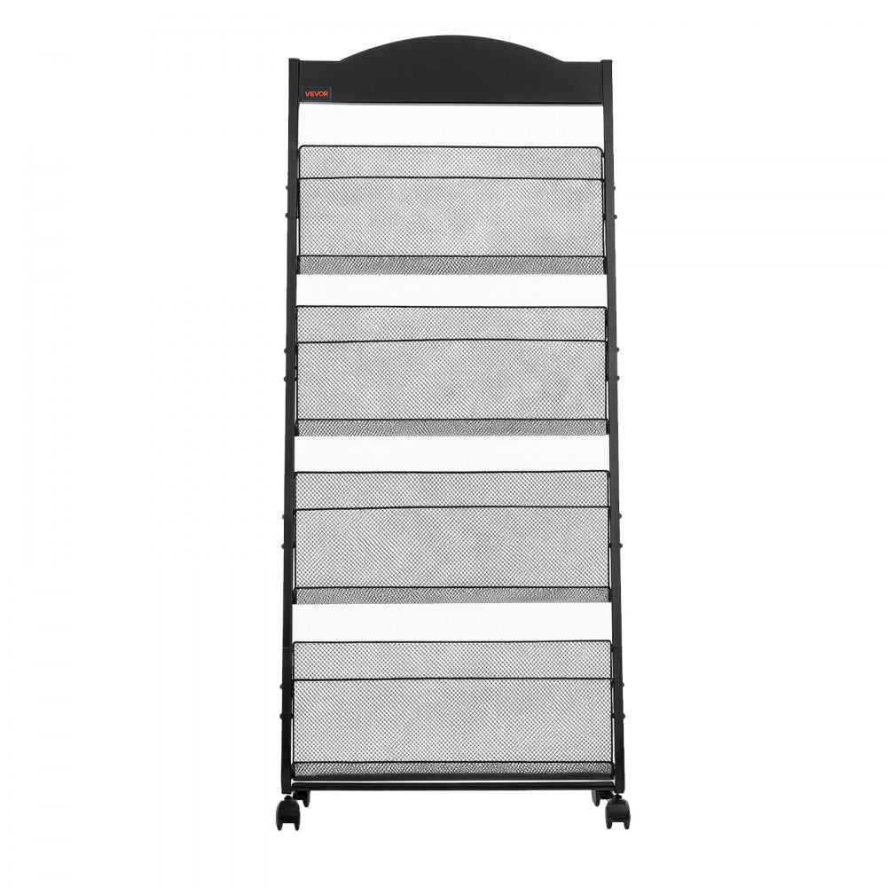 VEVOR Brochure Display Rack, 4-Tier Magazine Literature Display Stand with Wheels, Movable Floor Standing Magazine Rack, Heavy Duty Newspaper Catalog Holders for Shop Exhibitions Office Craft Fairs