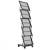 VEVOR Brochure Display Rack, Foldable 5 Pockets Magazine Literature Display Stand, Movable Floor Standing Magazine Rack with Wheels, Metal Newspaper Catalog Holders for Shop Exhibitions Office Show