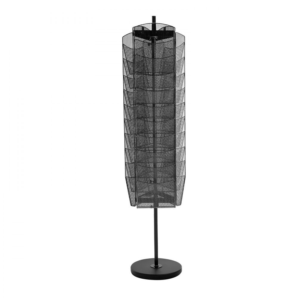 VEVOR Rotating Brochure Display Rack, 30 Pockets Mesh Magazine Literature Display Stand, Portable Floor Standing Magazine Rack, Metal Newspaper Catalog Holders for Shop Exhibitions Office Trade Show