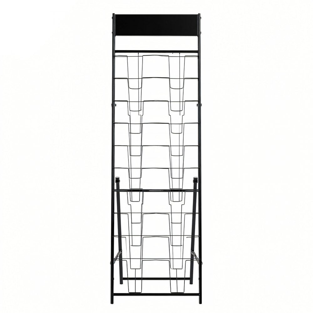 VEVOR Brochure Display Rack, 20 Pockets Magazine Literature Display Stand, Portable Floor Standing Magazine Rack, Metal Newspaper Catalog Holders for Shop, Exhibitions, Office, Trade Show, Black