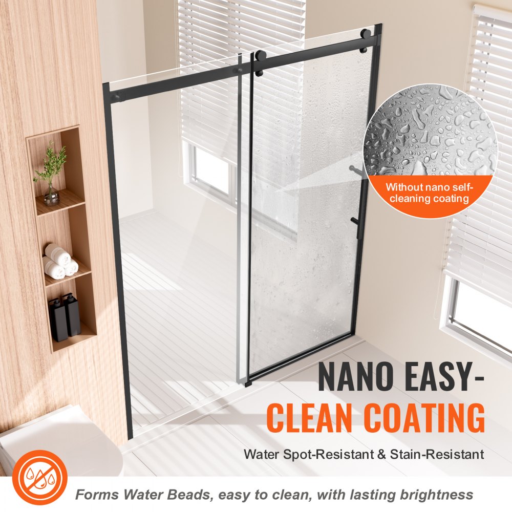 VEVOR Frameless Shower Door - Nano Easy-Clean Coating