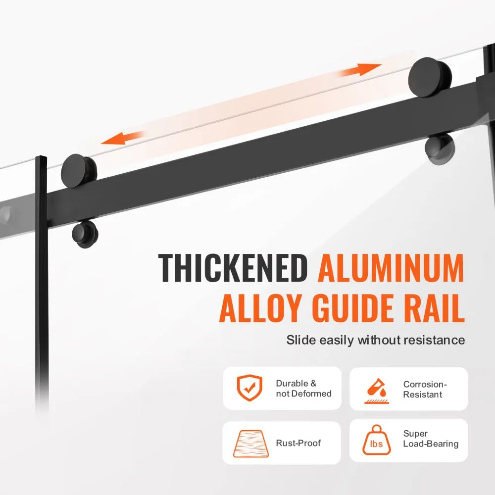 VEVOR Frameless Shower Door - Thickened Aluminum Alloy Guide Rail